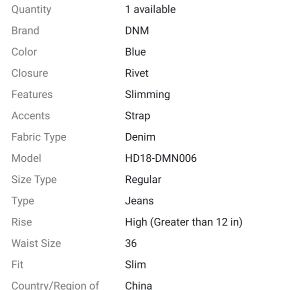 DNM Collection Men's Size 36 Denim Slim Fit Jeans - Picture 13 of 15